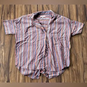 Madewell XXS Striped Button Down Shirt Short Sleeve‎